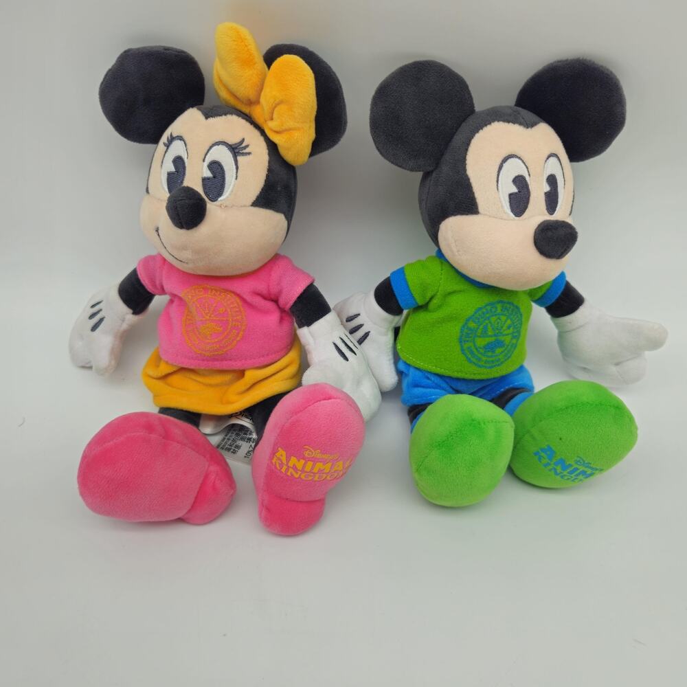 Disney Animal Kingdom Mickey & Minnie Mouse Plush Stuffed Toys Lot Set